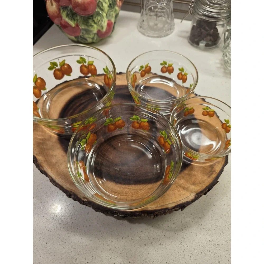 Vintage  Glass Nesting Bowls Set Of 4 Apple Design